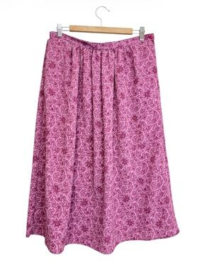 TanJay Pink Paisley A-Line Midi Skirt